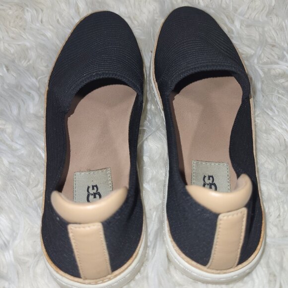 UGG Women's Black Ribbed Slip-On Loafers Size 6.5 - Picture 6 of 9